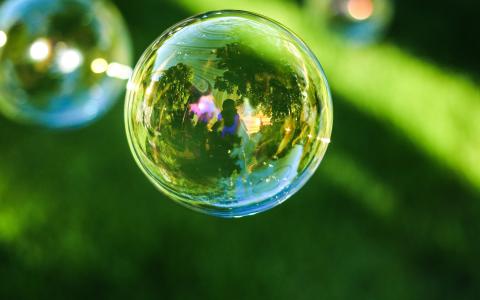 泡沫，夏天，一天，绿色，背景虚化
