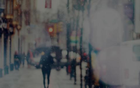 雪，街道，背景虚化，黑暗，冬季，散步，城市，一天，性质