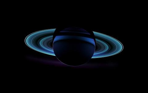 土星，远，蓝色，空间，自然，暗