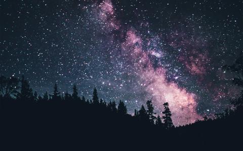晚上，天空，黑，绿，空间，银河，明星，性质