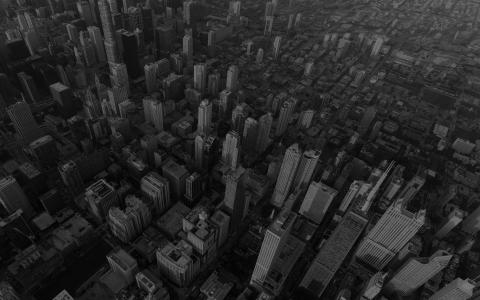 芝加哥，城市，天际，建筑，建筑，块，黑暗，体重