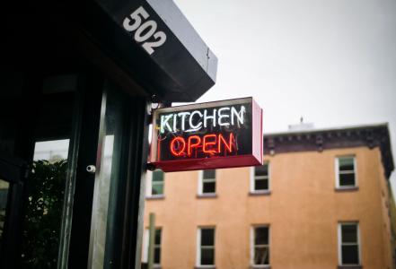 厨房，开放，标志，餐厅，食品，用餐