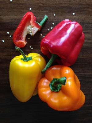 辣椒，蔬菜，红色，黄色，橙色，种子，木材