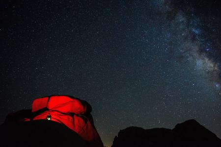 星，夜，黑暗，营，旅行，冒险，山，登山者，天文摄影，星座