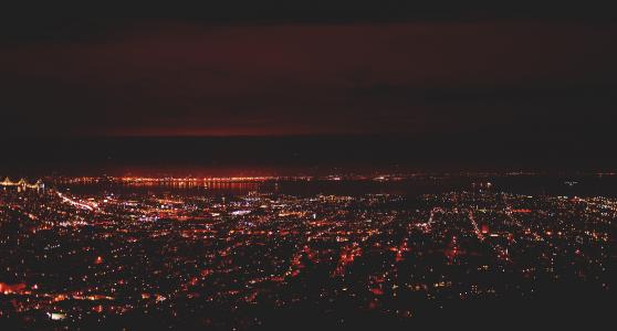 旧金山，晚上，空中，视图，黑暗，晚上，灯，建筑物，城市