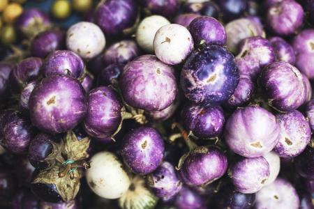 紫罗兰，茄子，蔬菜，农场，植物，食品，紫色，圆