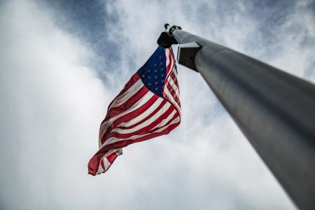 旗，美国，我们，云，天空，自由，民主，旗杆，主权，国家，国家，国家