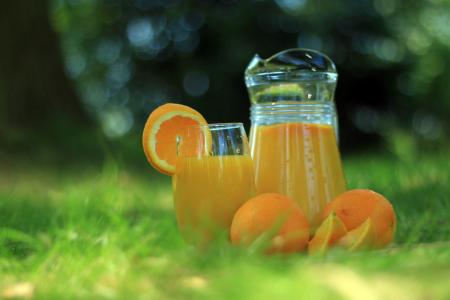 橙汁，橘子，玻璃，水罐