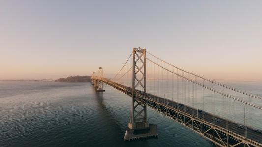 海湾大桥，旧金山，建筑，海，水，天空