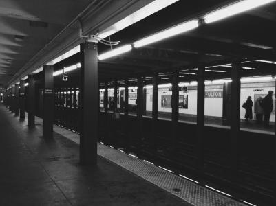 地铁，车站，交通，城市，城市，纽约，纽约，黑色和白色，生活方式