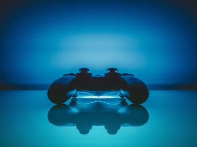 控制器，视频游戏，游戏，PlayStation，娱乐，乐趣，蓝色，霓虹灯，灯