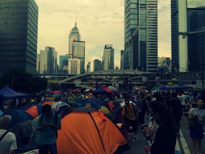 香港，抗议，帐篷，人，街道，人群，繁忙，建筑物，城市，建筑，塔