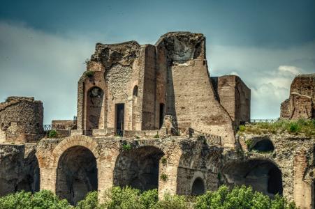 废墟，历史，建筑，拱门，砖，混凝土，天空，罗马