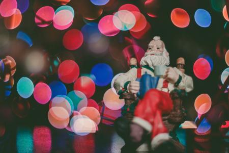 圣诞节，灯，散景，圣诞老人，玩具，装饰，装饰品