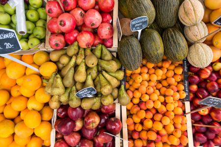 水果，市场，食品，健康，橘子，苹果，梨，梅隆，油桃，桃子，新鲜