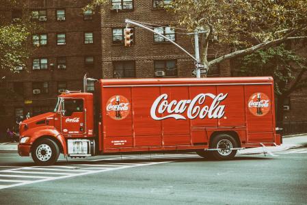 可口可乐，卡车，年份，红色，纽约，纽约，美国，城市，街道，可乐