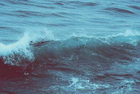自然，水，碰撞，波浪，海洋，蓝色，海