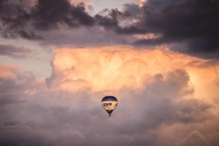 热气球，多云，天空，日落