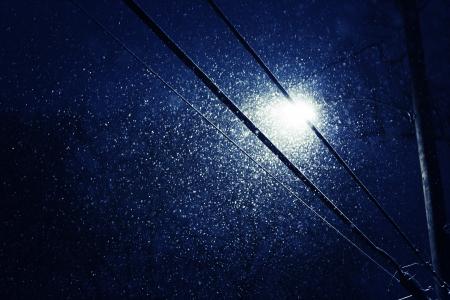 雪，下降，街道，光，电话，极，晚上，时间，电源，电线，变压器