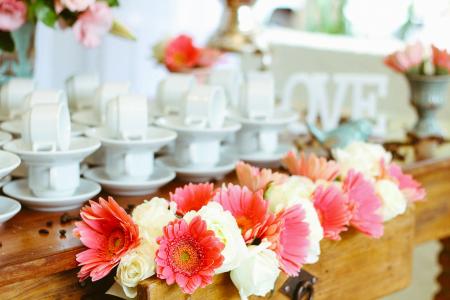 杯子，飞碟，陶瓷，花，花束，室内，设计，婚礼，方，装饰