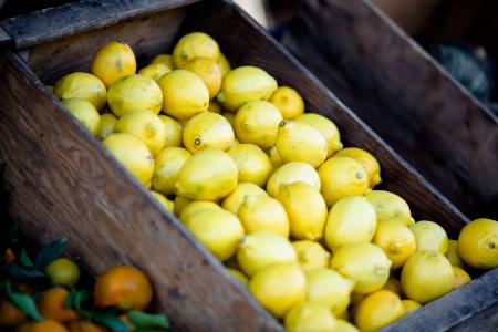 柠檬，水果，篮子，市场，食品，健康