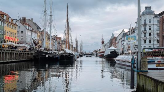 哥本哈根，小船，河，水，城市，运河