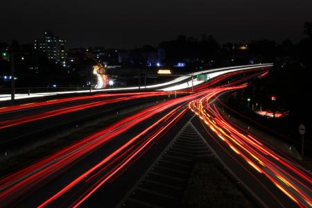 高速公路，路，街，黑暗，晚上，灯，旅行