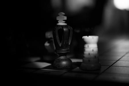 象棋，游戏，黑色和白色