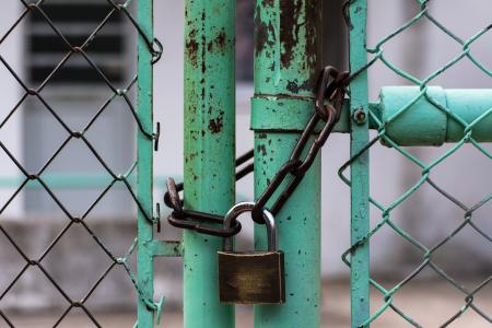 锁，门，链，绿色，电线，安全，生锈