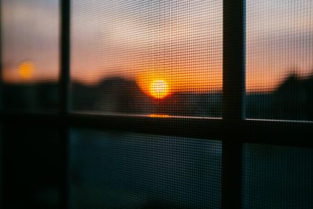 日落，黄昏，屏幕，窗口