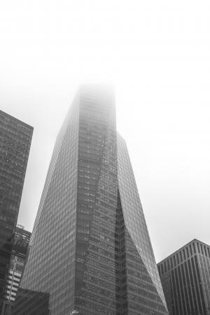 纽约市，纽约市，建筑物，塔，高楼，建筑，黑色和白色