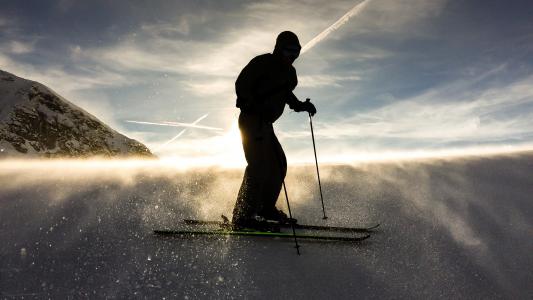 雪，冬季，滑雪，人，男人，冒险，体育，户外，云，天空，剪影