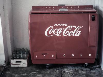 冷却器，oldschool，年份，可口可乐，可乐，瓶，冰，冷