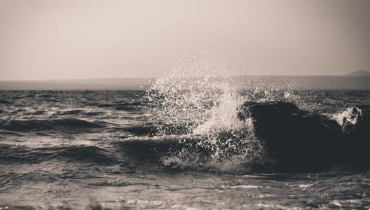 海洋，海，波浪，飞溅，水