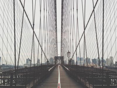 城市，建筑物，具有里程碑意义，布鲁克林，桥，人，跑步者，慢跑，纽约
