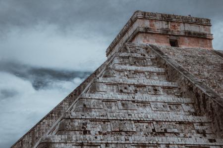 科巴，玛雅，废墟，墨西哥，金字塔，天空