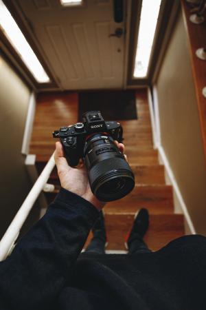索尼，单反相机，镜头，黑色，摄影，模糊，楼梯，房子，人，摄影