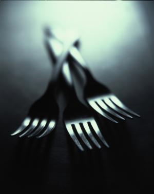 叉子，用具，黑暗