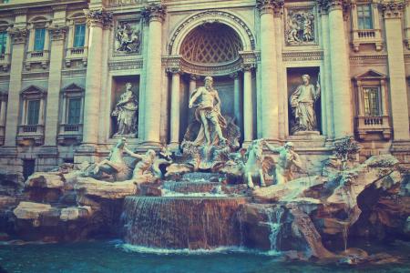 特雷维喷泉，罗马，意大利，建筑，艺术，雕像，雕塑，水，历史