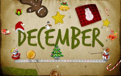 十二月，雪人，姜饼，圣诞老人，棒棒糖