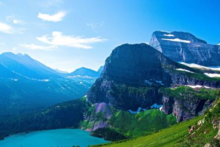 冰川国家公园，蒙大拿州，湖，山，景观
