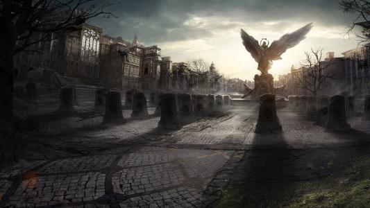 天使之城，广场，雕像，天使，翅膀