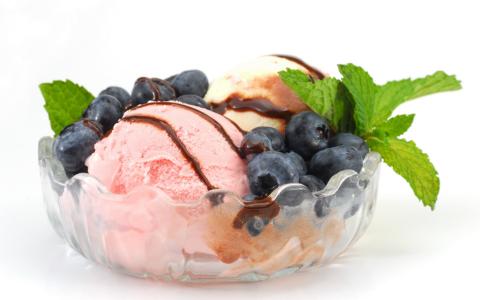 蓝莓，冰淇淋