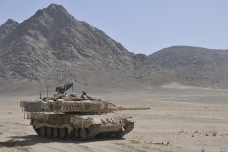 豹子2a6m，战斗，沙漠，坦克