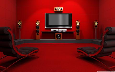 电视，椅子，红色
