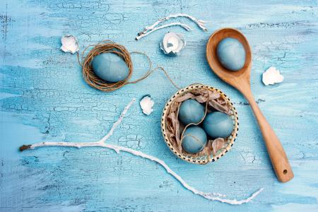 鸡蛋，复活节，鸡蛋，复活节，染色，蓝色