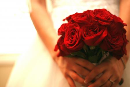 花束，红色，玫瑰，婚礼，鲜花