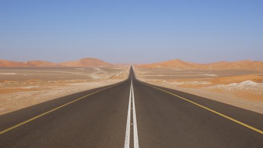道路，公路，沙漠，丘陵