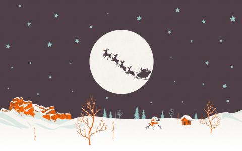 新的一年，新年快乐，假期，新年壁纸，圣诞节，假期，矢量，购物车，鹿，圣诞老人，圣诞老人