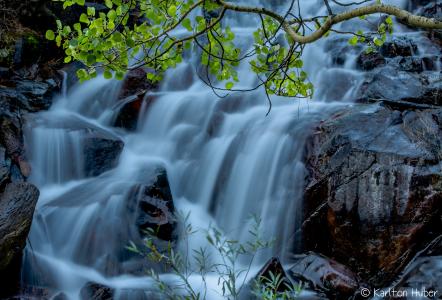 瀑布，水，小溪，岩石，岩石，树枝，树叶